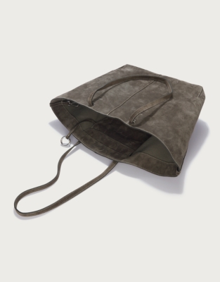 Folded Suede Stitch Detail Tote