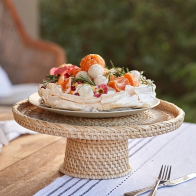 Footed Rattan Serving Stand Home Accessories Sale The White Company UK