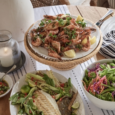 Footed Rattan Serving Stand Home Accessories Sale The White Company UK