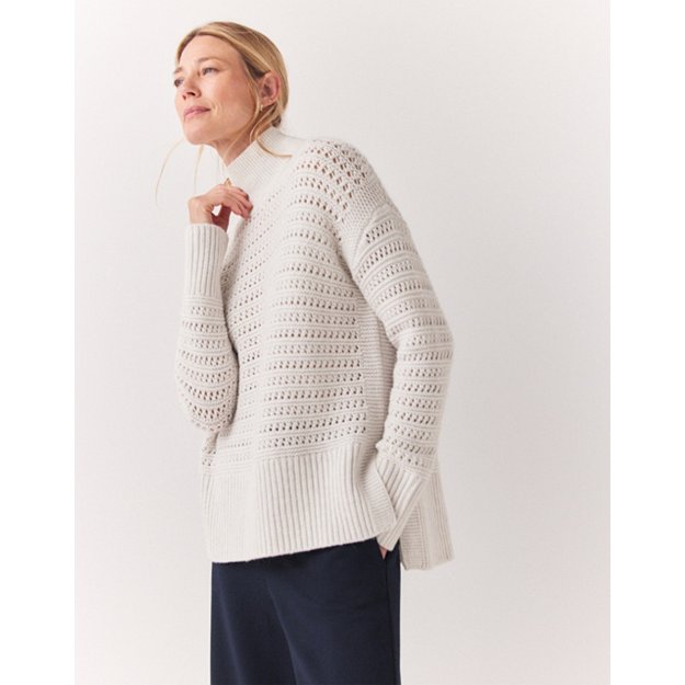 Framed Textured Stitch Jumper with Cashmere | Jumpers & Cardigans | The White Company
