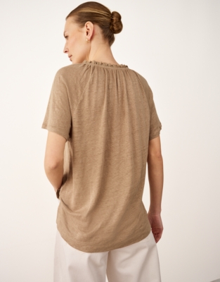 Frill Detail Jersey Linen Blouse 