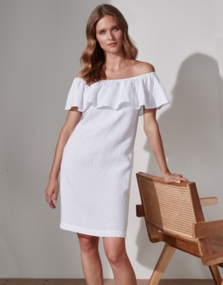 The white clearance company linen dress