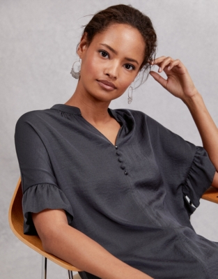 Frill Sleeve Satin Blouse Clothing Sale The White Company UK