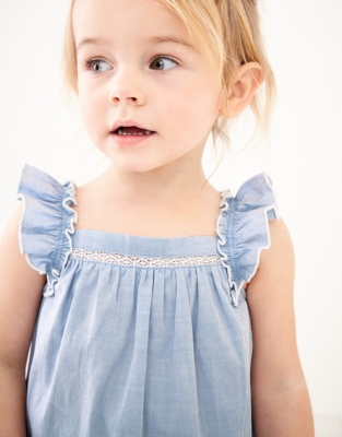 Frill-Strap Lace-Detail Dress | Baby Girls' | The White Company UK