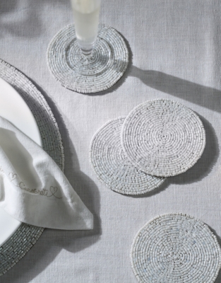 Frosted Beaded Coasters – Set of 4