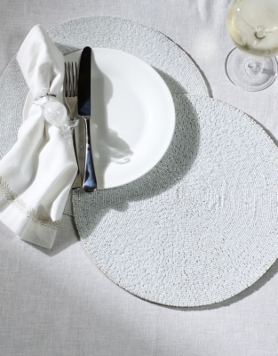 Frosted Beaded Round Placemats – Set of 2