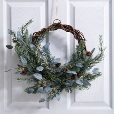 Frosted Green Pine Cone Christmas Wreath Christmas The White