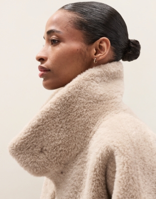 Funnel Collar Faux-Fur Coat