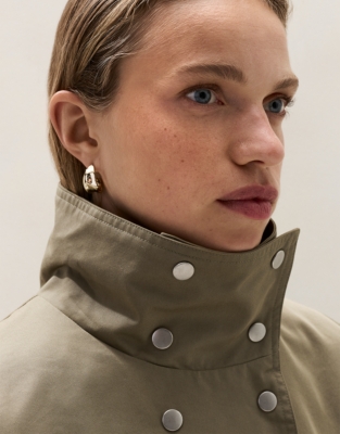 Funnel Collar Trench Coat