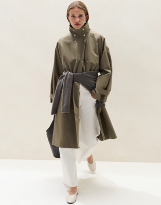 Funnel Collar Trench Coat