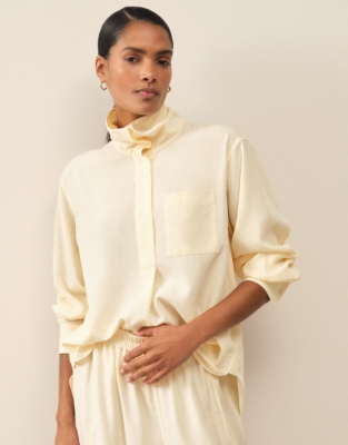 Funnel Neck Boyfriend Shirt