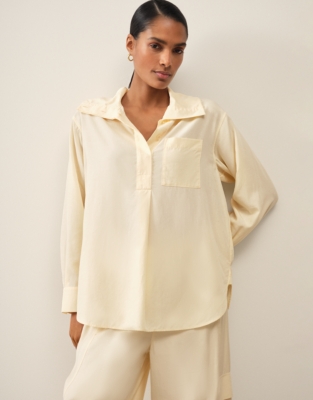 Funnel Neck Boyfriend Shirt