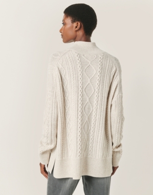 Funnel Neck Cable Jumper with Cashmere