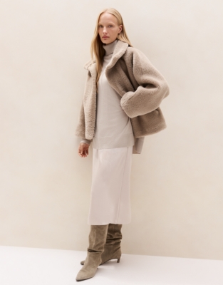 Funnel-Neck Jumper and Dress – with Cashmere - Soft Mushroom