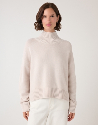  Funnel Neck Jumper with Cashmere - Buttermilk