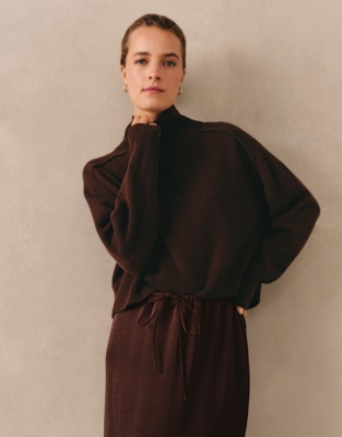 Funnel Neck Jumper with Cashmere