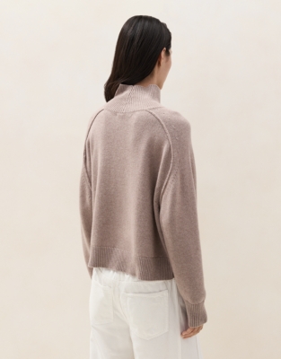 Funnel Neck Jumper with Cashmere - Rye Marl