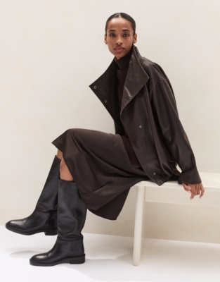 Funnel Neck Mixed Media Knitted Dress with Cashmere