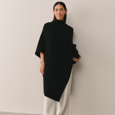 Funnel Neck Poncho with Cashmere