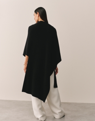 Funnel Neck Poncho with Cashmere
