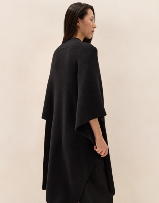 Funnel-Neck Poncho with Cashmere
