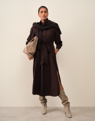 Funnel Neck Shirt Dress