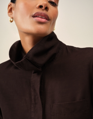 Funnel Neck Shirt Dress