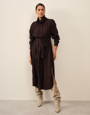 Funnel Neck Shirt Dress