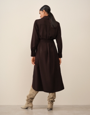 Funnel Neck Shirt Dress