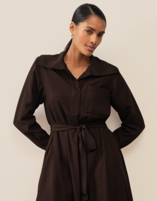 Funnel Neck Shirt Dress
