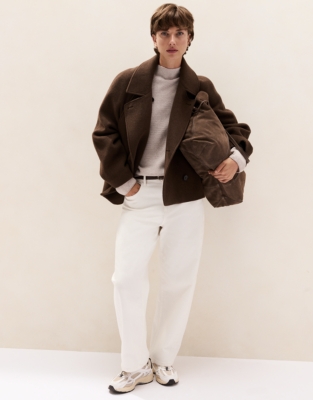 Funnel Neck Textured Stitch Jumper with Cashmere
