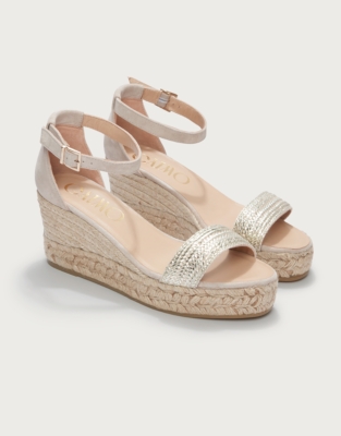 Gaimo Plaited Gold Wedge Espadrilles