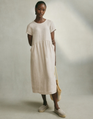 Linen midi hot sale