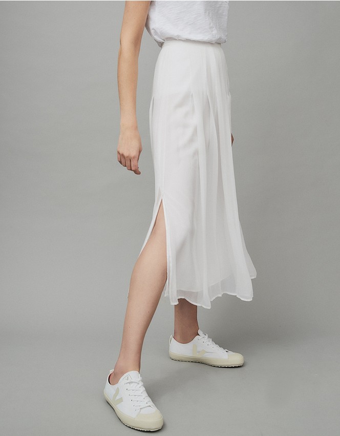 Georgette Pleated Midi Skirt | New In Clothing | The White Company US