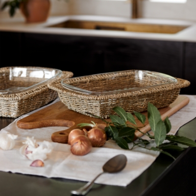 Glass & Seagrass Oven Dish – Medium