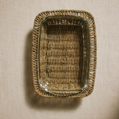 Glass & Seagrass Oven Dish – Medium