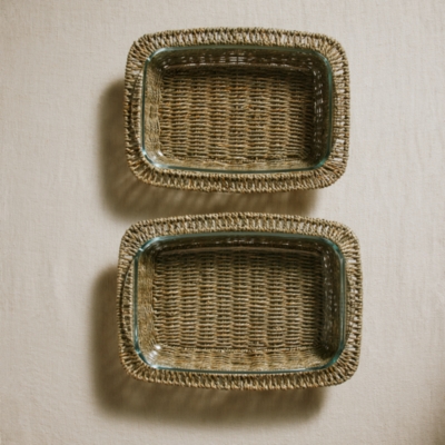 Glass & Seagrass Oven Dish – Medium