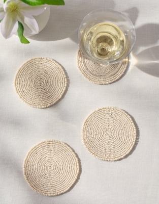 Glass Beaded Coasters – Set of 4