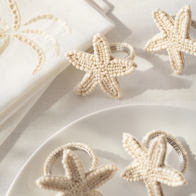 Glass Beaded Sea Star Napkin Rings – Set of 4