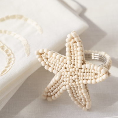 Glass Beaded Sea Star Napkin Rings – Set of 4