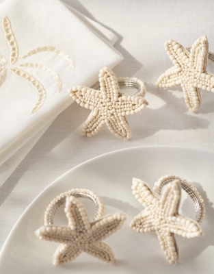 Glass Beaded Sea Star Napkin Rings – Set of 4