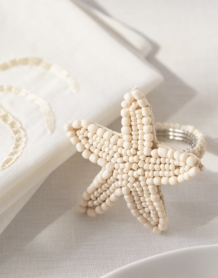 Glass Beaded Sea Star Napkin Rings – Set of 4