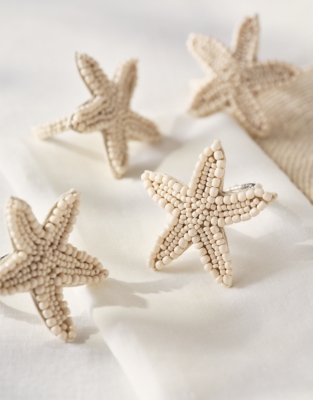 Glass Beaded Sea Star Napkin Rings – Set of 4