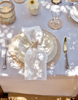 Glass Beaded Sea Star Napkin Rings – Set of 4