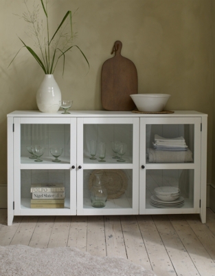 Glass Display Three Door Sideboard Cabinet