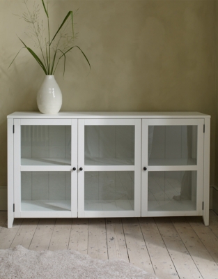 Glass Display Three Door Sideboard Cabinet