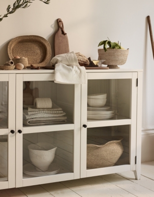 Glass Display Three Door Sideboard Cabinet