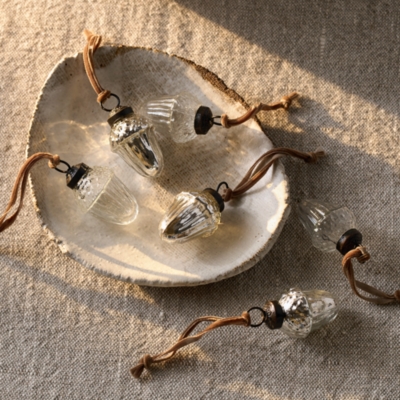 Glass Mini Acorn Decorations – Set of 6