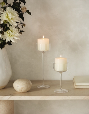 Glass Pillar Candle Holder - Small