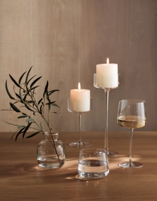 Glass Pillar Candle Holder - Small
